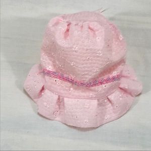 Handmade with Embroidered Flowers Baby Hat, Pink